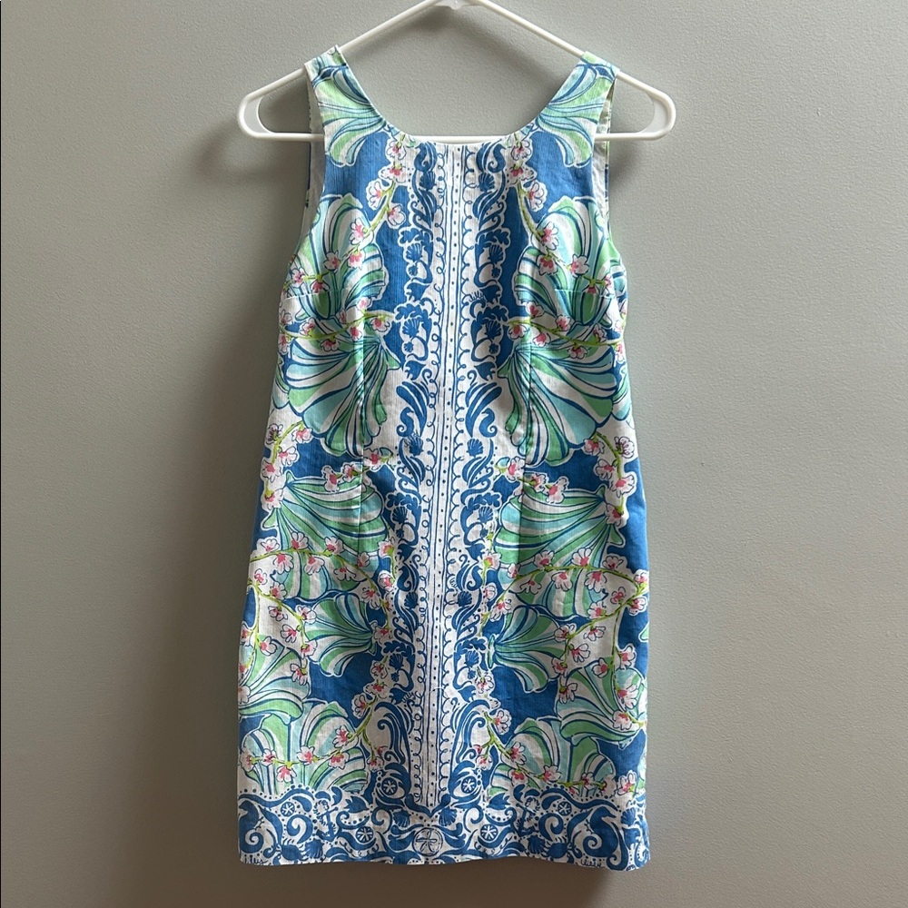 Lilly Pulitzer Blue, Green & White Sleeveless Shift Dress